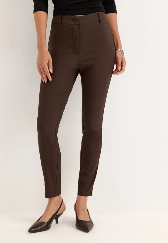 High Waist Stretchy Ankle Slit Trousers (#1488)