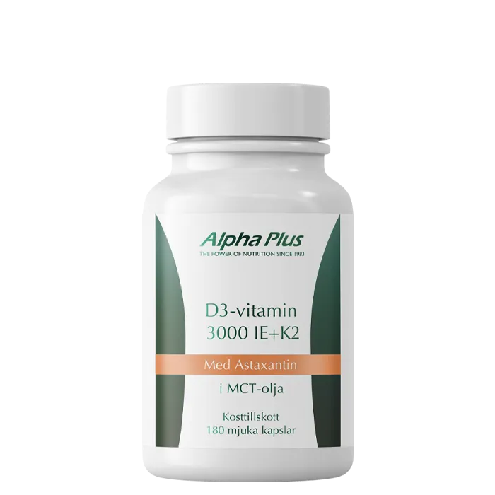 Alpha Plus D3-vitamin 3000 IE + K2 180 styck