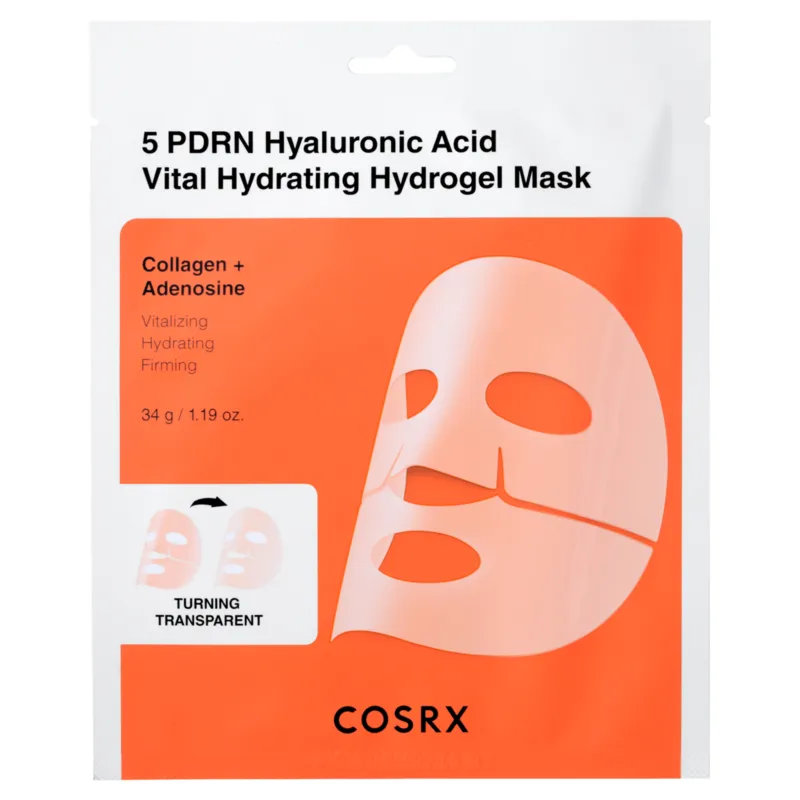 Cosrx 5 PDRN Hyaluronic Acid Vital Hydrating Hydrogel Mask, 34 g - hydrogelmask med PDRN, kollagen och hyaluronsyra