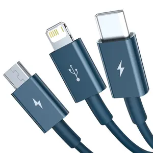 Baseus Superior 3in1 USB-kabel blå - Lightning / USB-C / micro USB, 3.5 A, 1,5 m
