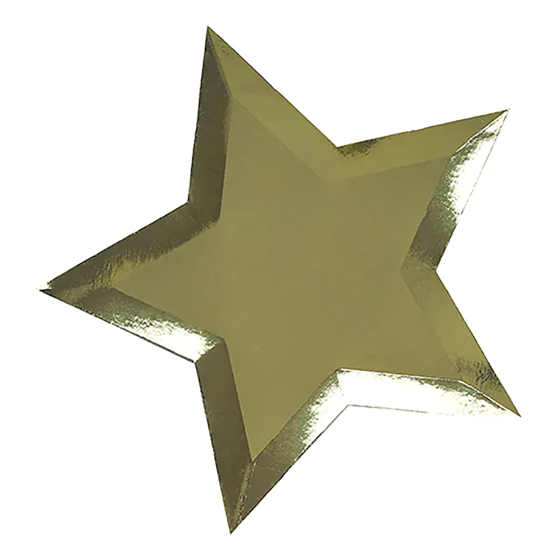 Papperstallrikar Stjärnformade Guld Metallic – 8-pack