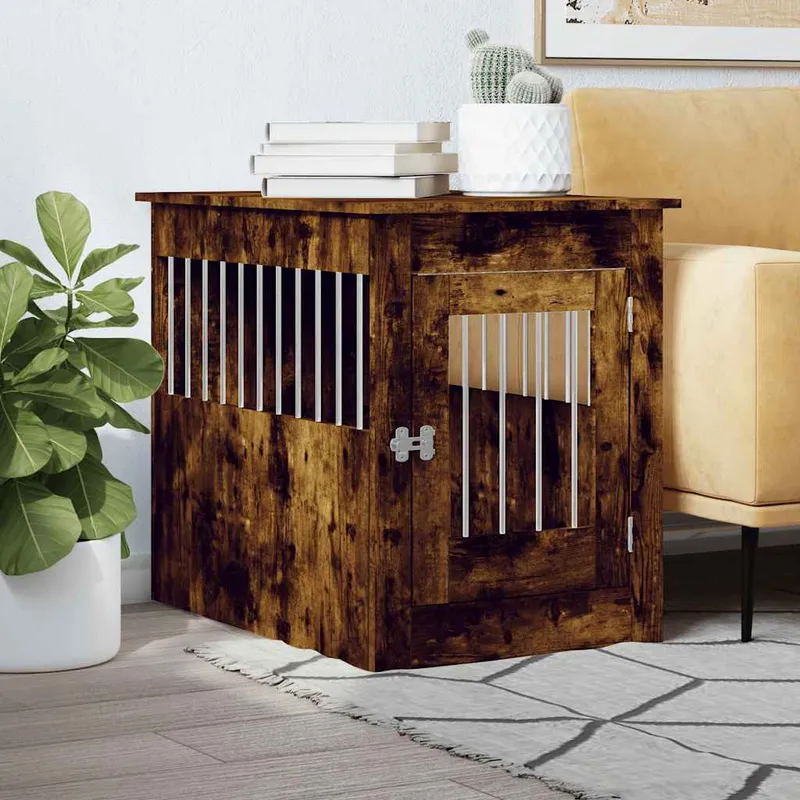 vidaXL Hundbur rökfärgad ek 55x80x68 cm konstruerat trä