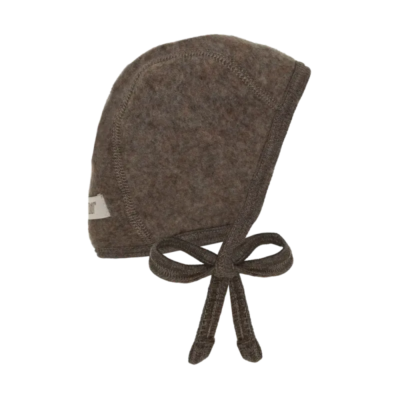 Huttelihut Baby Hjälmmössa Ullfleece Merino, Brown Melange, 44
