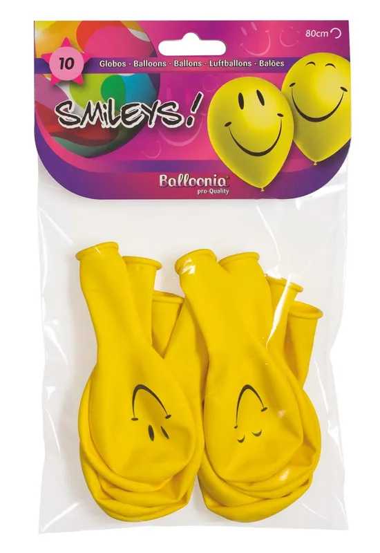 Ballonger Smiley Gul 10-pack