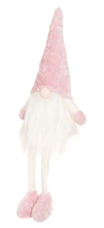 Juldekoration: Rosa sittande tomte 60 cm