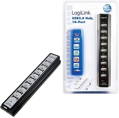 LogiLink USB2.0 HUB 10 portar lista v. psu USB Hub - 10 porte