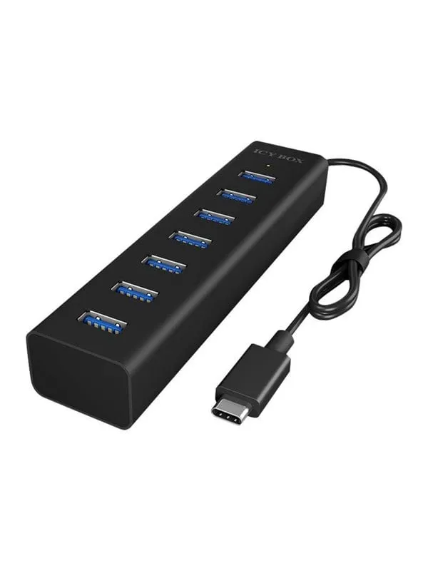 ICY BOX Hub 7-Port USB 3.0 IB-HUB1700-C3 USB Hub - USB 3.2 - 7 porte - Svart