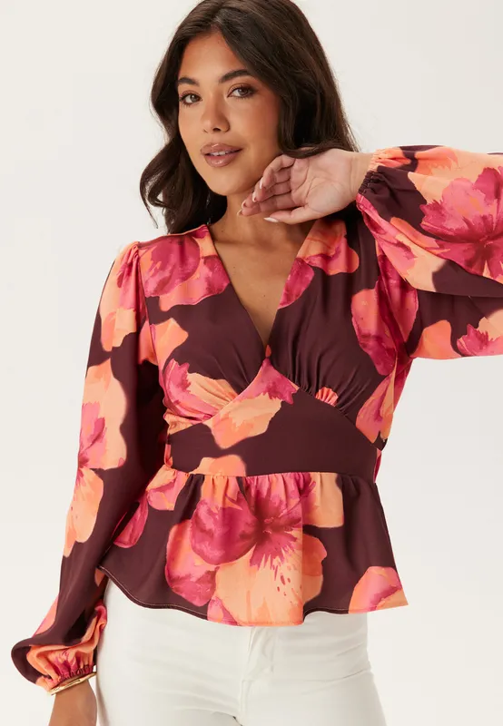 V-neck L/S Blouse (#6933)