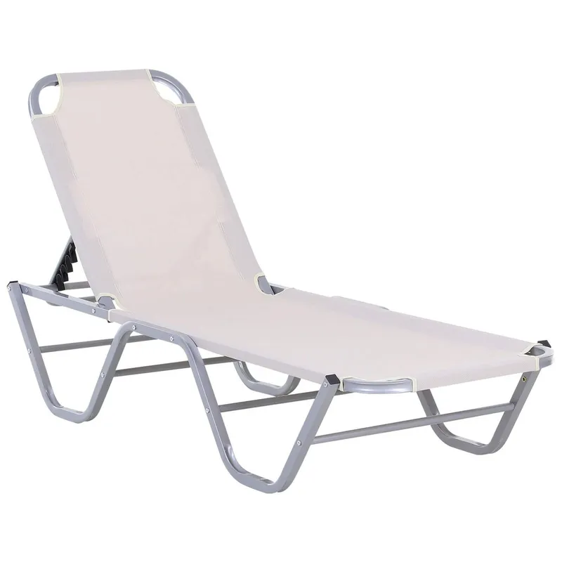 Justerbar Solstol i Aluminium, Beige Textline
