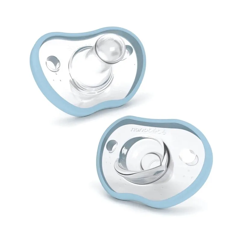 Nanobebe Flexy Napp Silikon 0-3 mån 2-pack, ljusblå