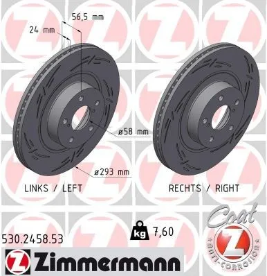 Bromsskiva ZIMMERMANN 530.2458.53