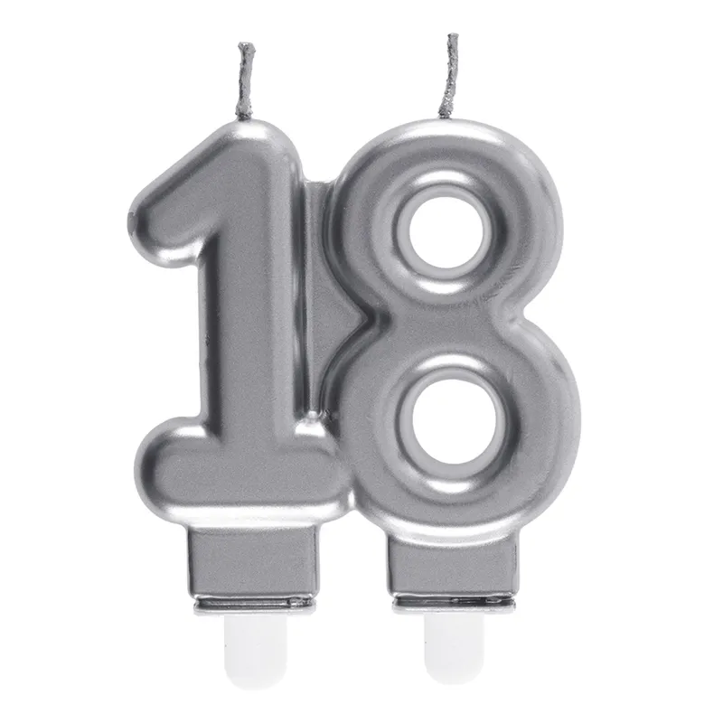 Tårtljus 18-år silver