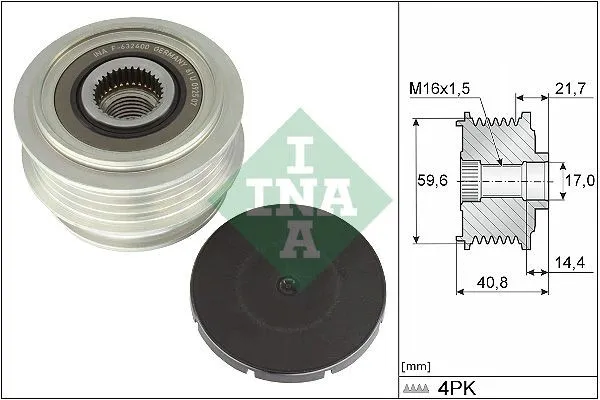 Frihjulskoppling, generator INA 535 0371 10