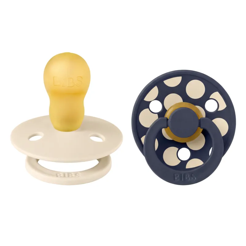 BIBS Studio Colour Napp 2-Pack Polka Mix Latex Stl 3, Ivory/Deep Space