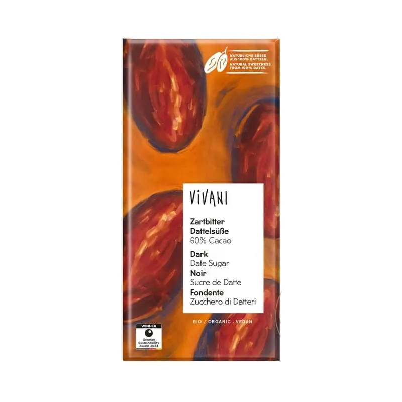 Vivani Mörkchoklad Dadelsocker 60% 80g