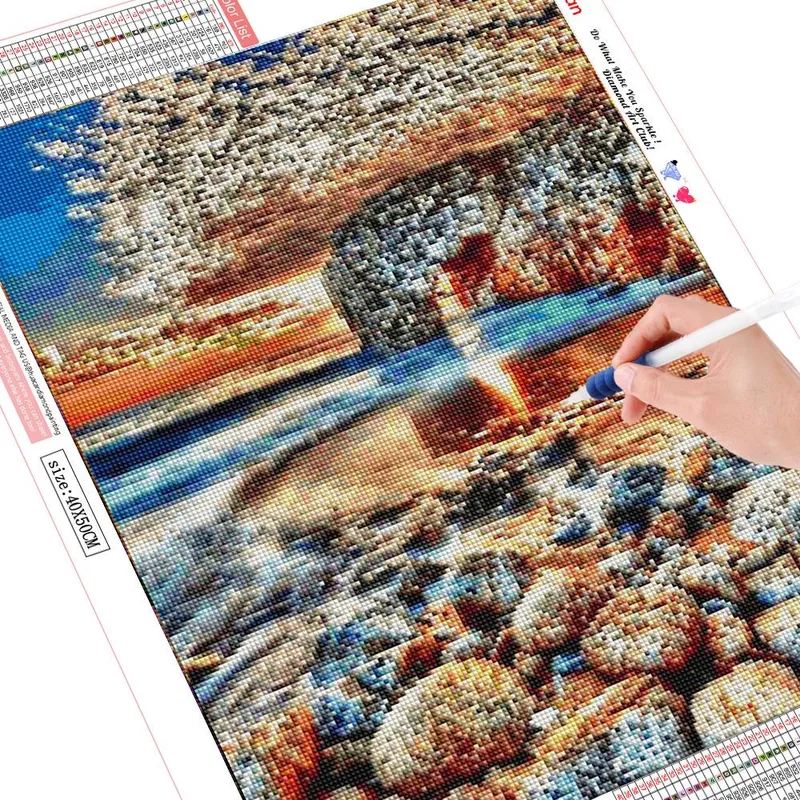 Diamantmålning 5d Landskap Seaside Diamantbroderi Korsstygn Landskap Full Rund Diamant 20X30