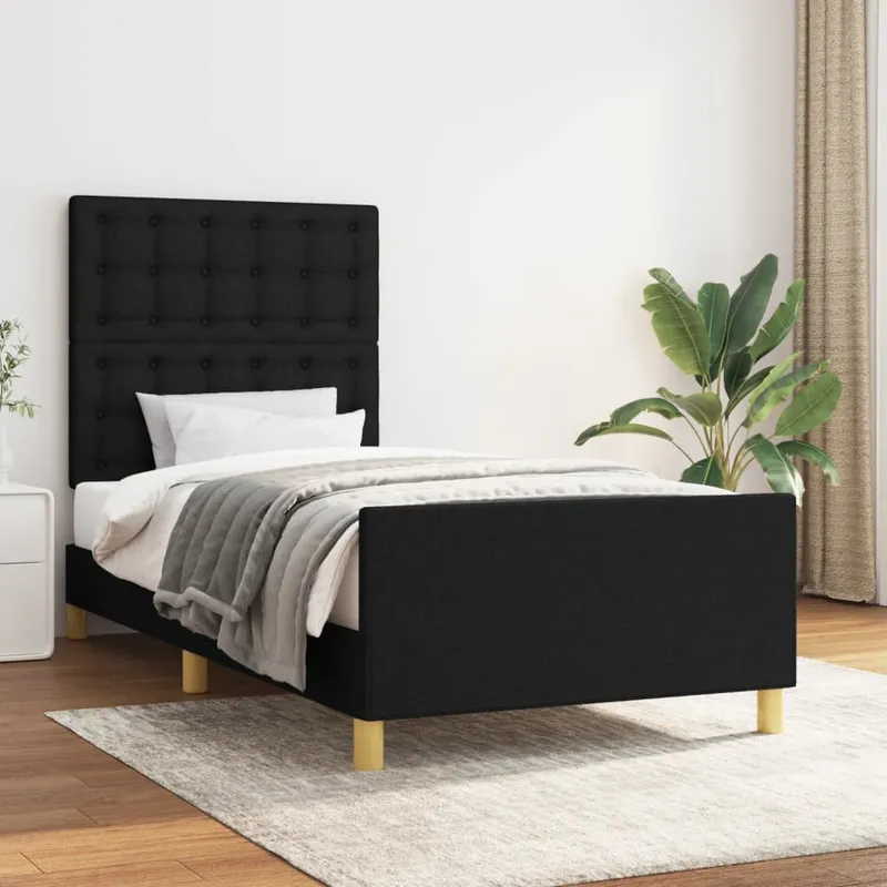 vidaXL Sängram med huvudgavel svart 80×200 cm tyg