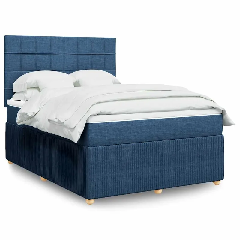 vidaXL Ramsäng med madrass blå 140×190 cm tyg (#2397)