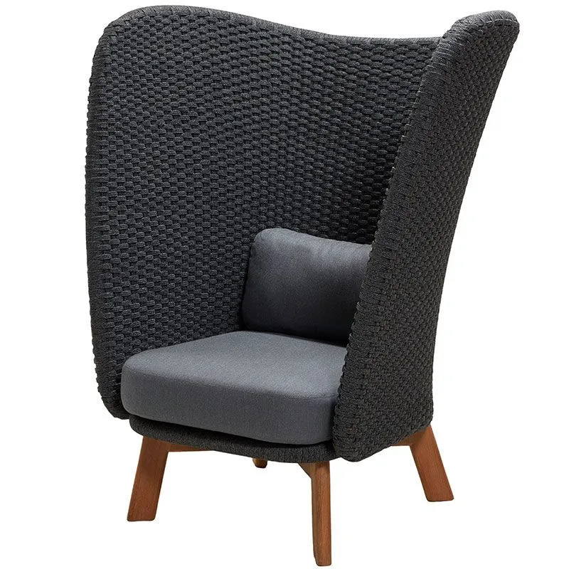 Cane-line, Peacock Wing fåtölj Mörkgrå inkl. dynor