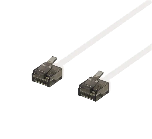 DELTACO Cat6a patchkabel, flat, 1m, vit
