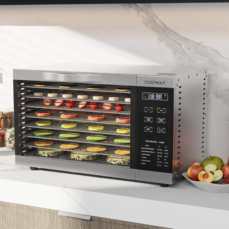 Dehydrator med 8 gallerbrickor & 0-70°C temperaturkontroll & överhettningsskydd dehydrator