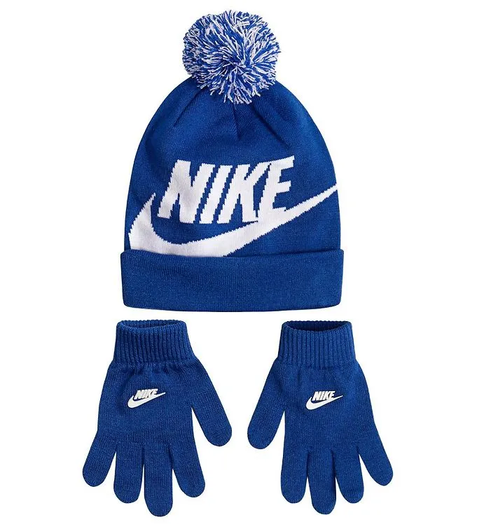 Nike Mössa/Handskar - Stickad - Swoosh - Game Royal