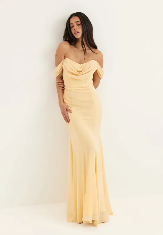 Chiffon Off Shoulder Maxi Dress (#0697)
