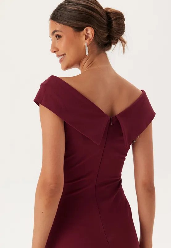 Bardot Pleat Maxi Split Dress (#4229)