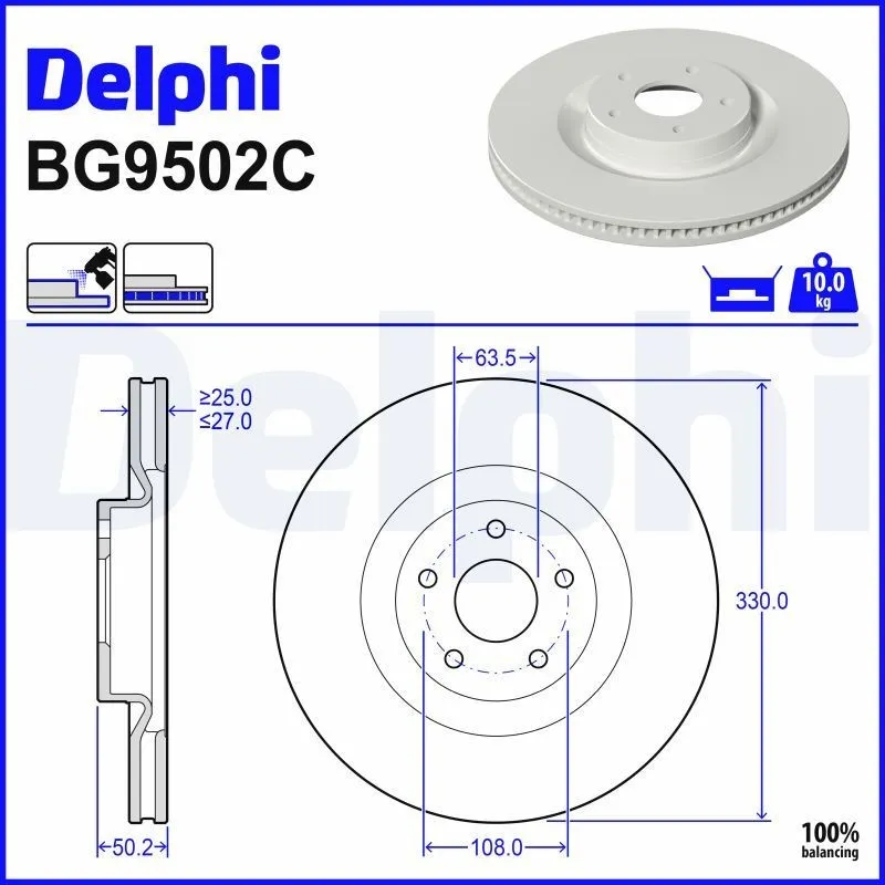 Bromsskiva DELPHI BG9502C