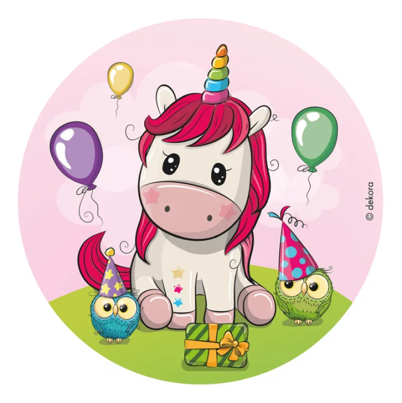 Tårtbild Unicorn & Ugglor 20 cm