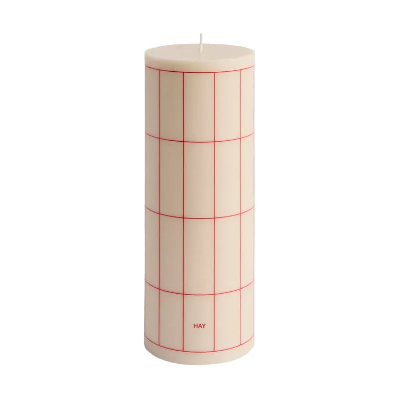 HAY Column Candle blockljus large 25 cm Off white-red grid check