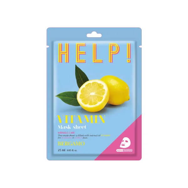 BERGAMO Help! Vitamin Mask Sheet 25 ml – Rewitalizująca maska w płachcie z witaminami BERGAMO HELP!