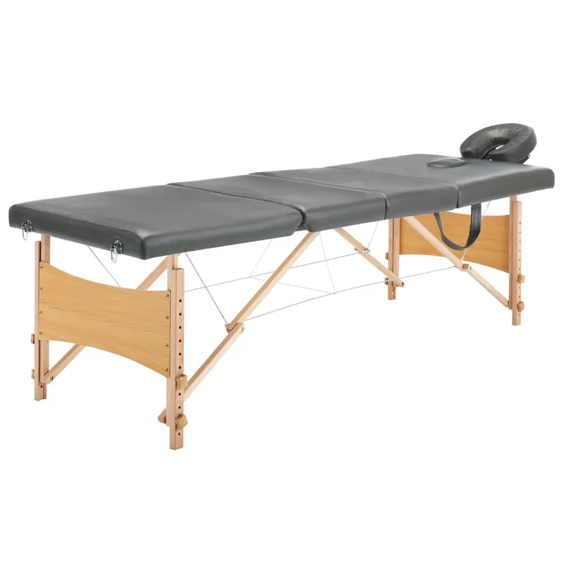 vidaXL Massagebänk med 4 zoner träram antracit 186×68 cm