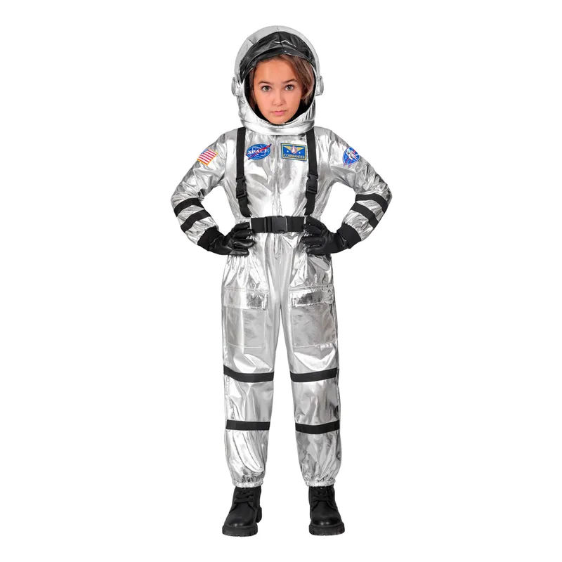 Astronaut Silver Metallic Barn Maskeraddräkt – X-Large