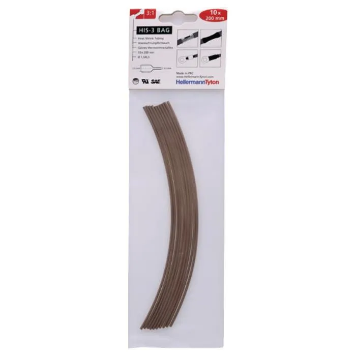 Hellermann Tyton HIS-3 Bag 1,5/0,5 Krympslang 1,5/0,5 x 200 mm, 10-pack Brun