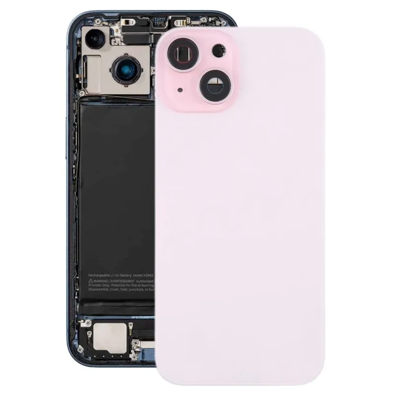 iPhone 15 Plus Baksida med Smådelar (utan logga) – Rosa