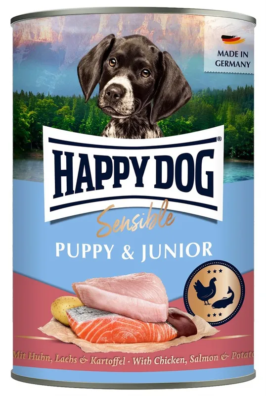 Sensible Puppy & Junior Kyckling, Lax och Potatis Våtfoder – 6 x 400 g