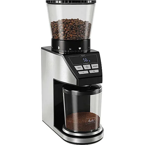 Melitta 1027-01, Kaffekvarn, 375 g, Konisk malning, LCD, Svart, Rostfritt stål, 160 W