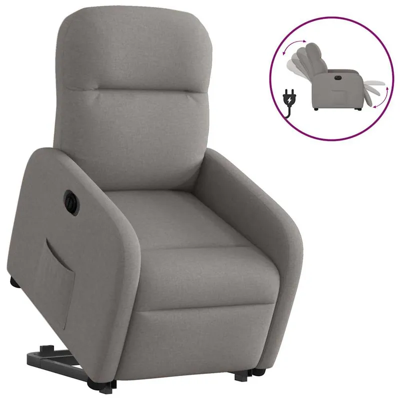 vidaXL Elektrisk reclinerfåtölj med uppresningshjälp taupe tyg (#9813)