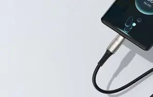Snabbladdning - USB till Typ-C Kabel med LED, 66W, 6A, 1m - Svart