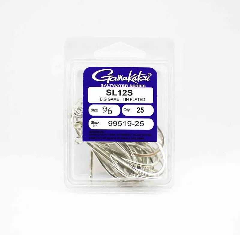 Gamakatsu SL12S Big Game Tin Pläterad krok Storlek 9/0, 25 per förpackning (1508)