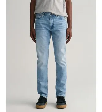 Gant för män. 1000260 Blå jeans med smal passform (34/34), Casual, Bomull, Denim, Hållbar