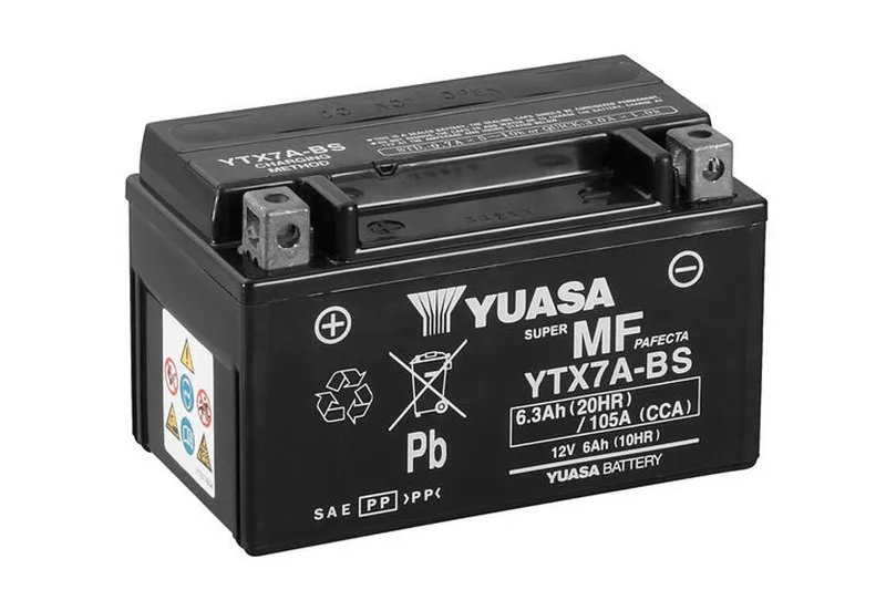 Yuasa 12V YTX7A-BS MC-batteri 6Ah 150 x 87 x 94 mm