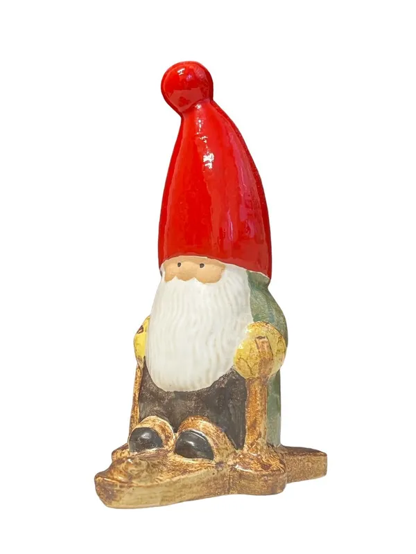 Gustavsberg – Vintersport – Tomte som åker skidor – Ljusstake design Lisa Larson