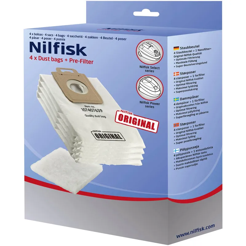 Dammsugarpåsar Nilfisk Select 4-pack