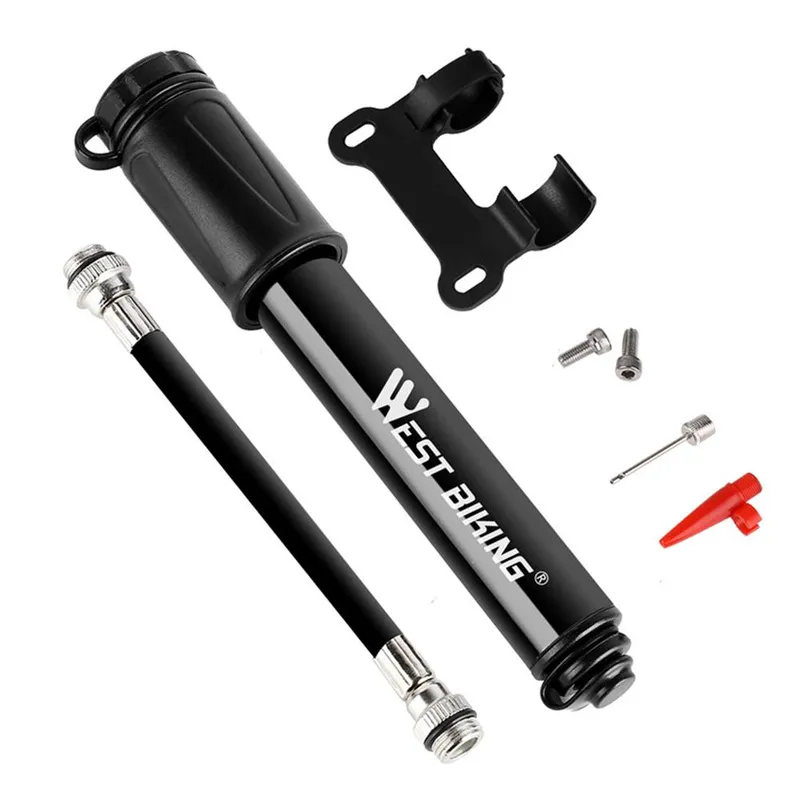 Bärbar cykelpump Däckslang av aluminiumlegering Mini högtryckshandpump uppblåsningspump Cykeldäck svart