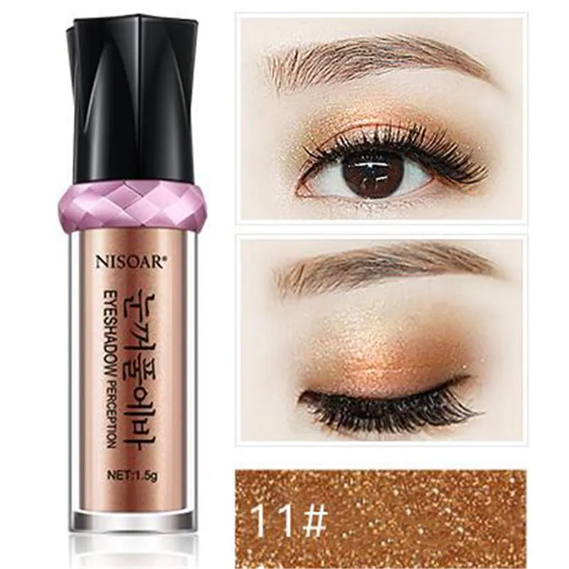 Skinnende Langvarig Vanntett Skimmer Pigment Powder Nude Mineral Eye Shadow Highlight Roll-on Cosmetic 11