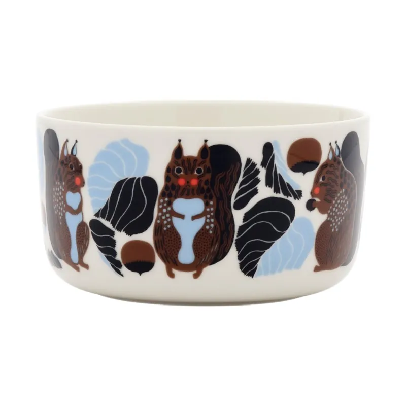Marimekko Kurre skål 5 dl, vit/brun/svart/ljusblå