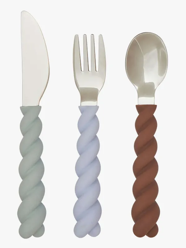 OYOY Mellow barnbestickset 3 delar PaleMint-Choko-IceBlue
