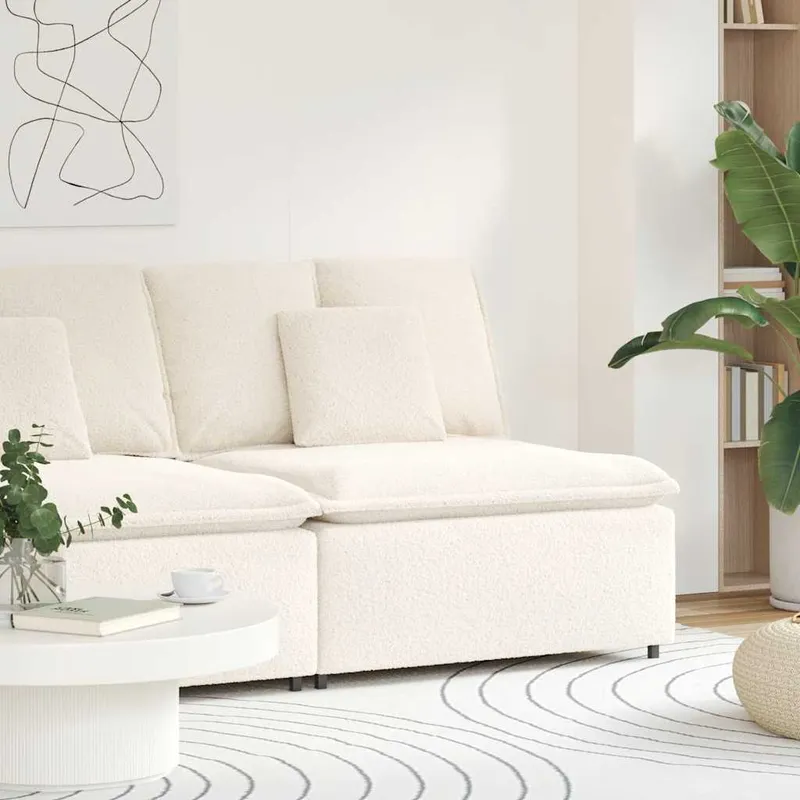 vidaXL Modulär soffmodul i mitten med kuddar gräddvit 100 cm (#6902)